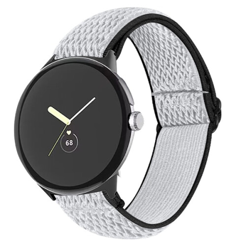 Google Pixel Watch / Watch 2 Adjustable Nylon Strap Black/White 2