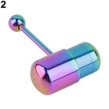 EIGTHTAIL 1Pc Cool Vibrating Barbell Tongue Rings Bars Piercing Stainless Steel Body Jewelry Silver