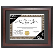 TiaGOC 12x18 Mahogany Finish Diploma Frame with Black Matting Holds 12 by 18-inch Documents with Glass and installed Wall Hanger
