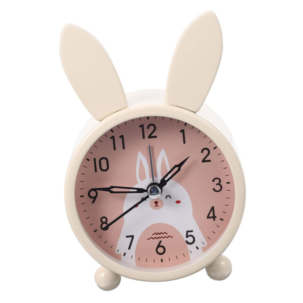 Silent Alarm Clock with Cute Bunny Shape, NonTicking Desk Clock for Bedroom and Kids Room