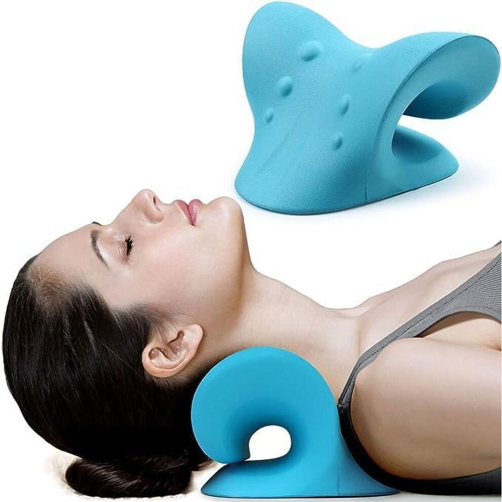 Blue Neckrelaxer Neck & Shoulder Traction Device For Tmj Pain Relief, Cervical Alignment, Chiropractic Pillow (Blue)
