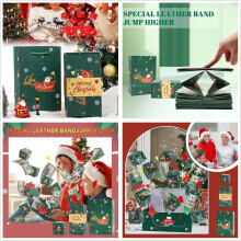 Ruhiku GW Merry Christmas Surprise Gift Boxes, Compatible with Money & Birthday Gifts, Pop-Up Explosion Box, Santa Cash Gift (21 Bounce, Green)