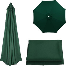 Waterproof Patio Umbrella Canopy Replacement 10ft 8 Ribs UV Protection Outdoor Cover Dark Green