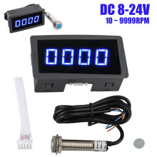 M optimized 4 Digital LED Tachometer, DC8-24V Digital Motor Tachometer with Hall Proximity Switch Sensor NPN, RPM Speed Meter, Auto Accessories