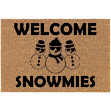Welcome Doormat Coco Coir Door Mat Gift Welcome Snowmies Snowman Winter Christmas Funny (24" x 16")