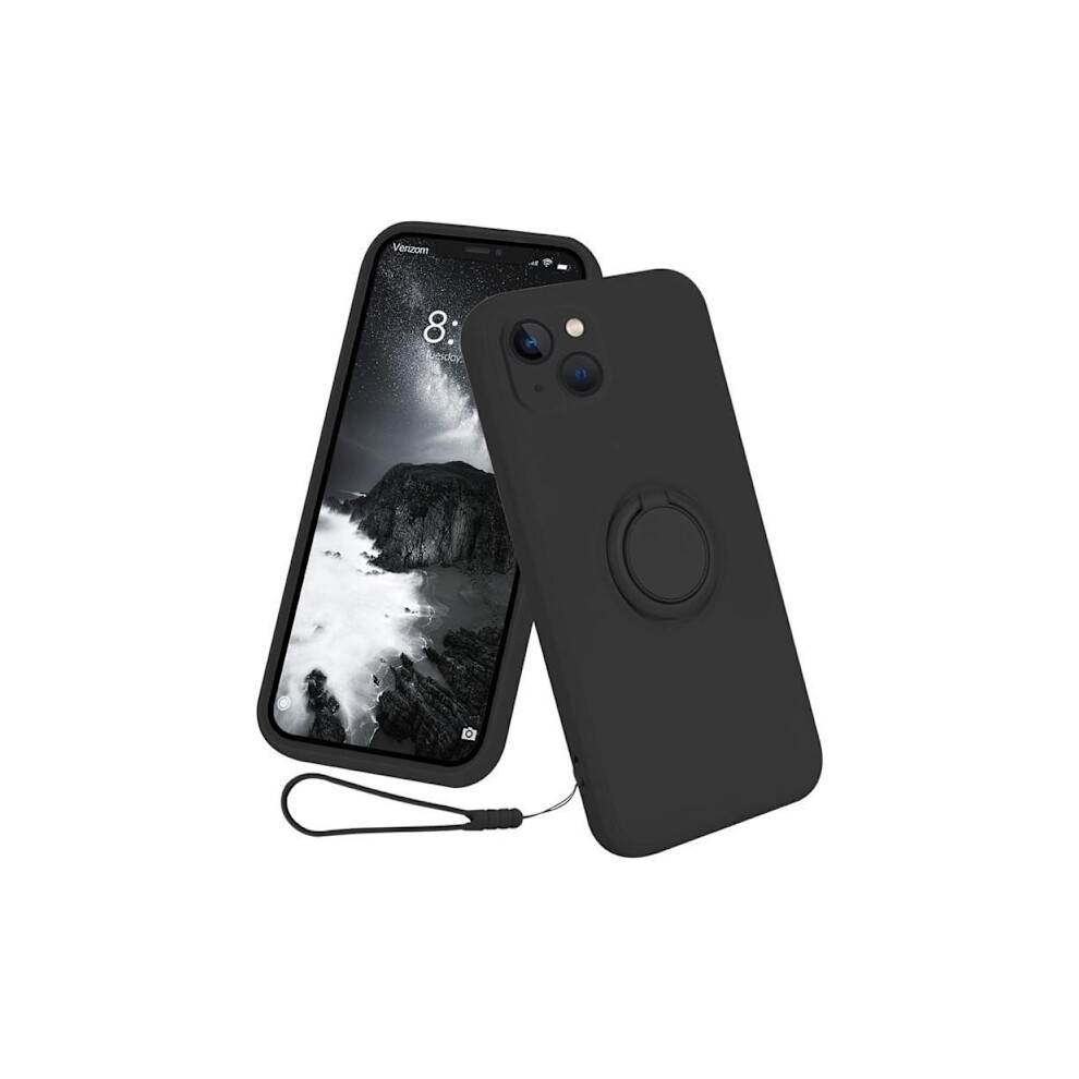 Compatible With Iphone 15 Plus Mobile Case Ring Holder Liquid Silicone - Black 9165521354610