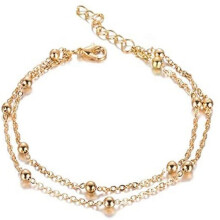 Cterwk Stainless Steel Ankle Bracelet for Women Teens Beach Beaded Chain Layered Adjustable Foot Bracelet