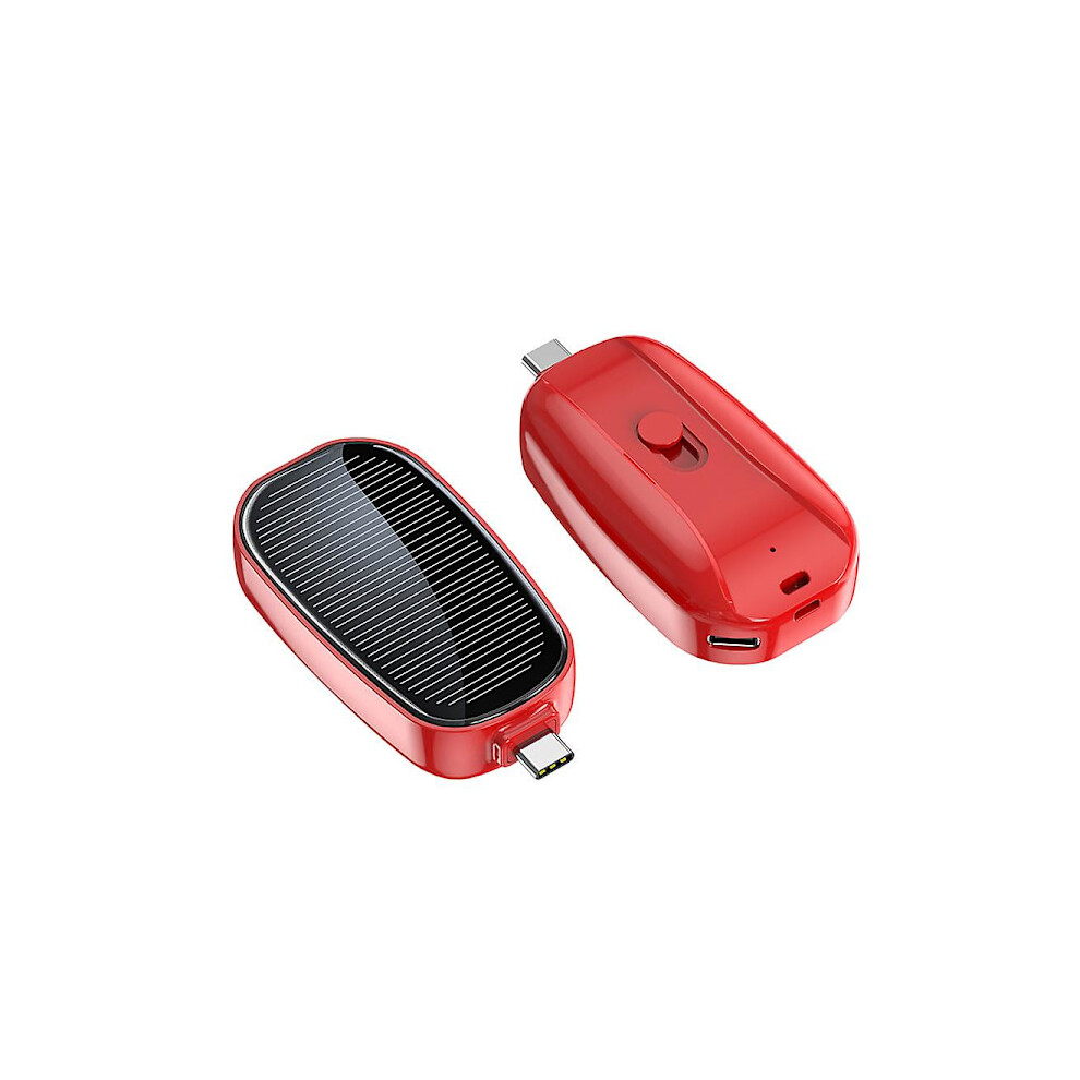 Mini Solar Charger Powerbank Portable Keychain Powerbank For Mobile Phone 1200Mah : For Type-C Red 9165521354900
