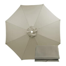 10ft Patio Umbrella Replacement Canopy Waterproof UVResistant Outdoor Cover 6 Ribs Light Gray