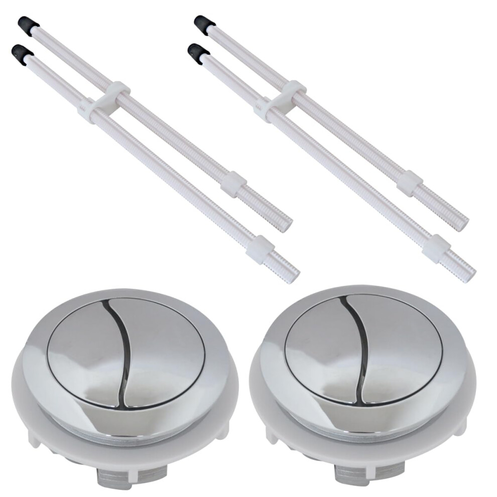 Dual Flush Toilet Button 2Pack 48Mm Adjustable Watersaving Chrome Abs Cistern Replacement 9455672593663