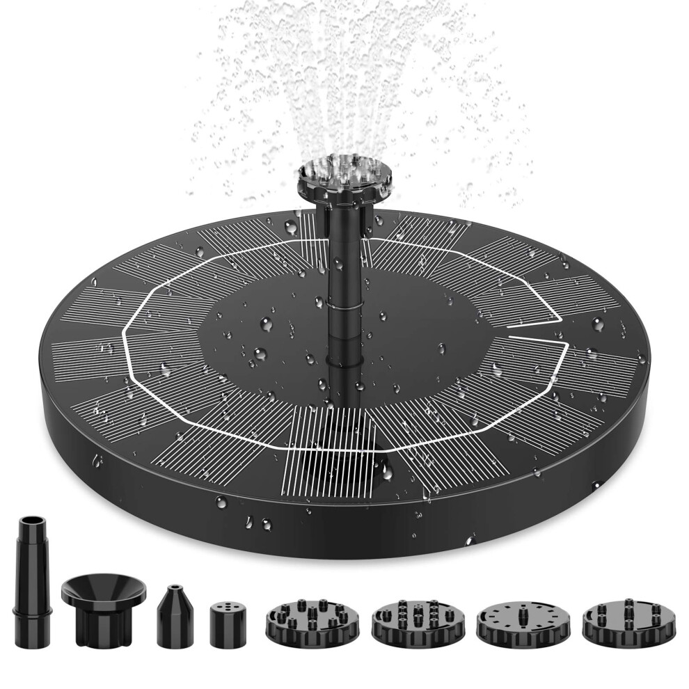 2.5W Solar Bird Bath Fountain Pump With 6 Nozzles, Adjustable Spray For Pond, Garden And Outdoor Use 9113335481565