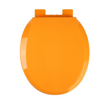 Round Soft Close Toilet Seat with Quick Release Hinges, NonSlip Bumpers, Orange Modern Design