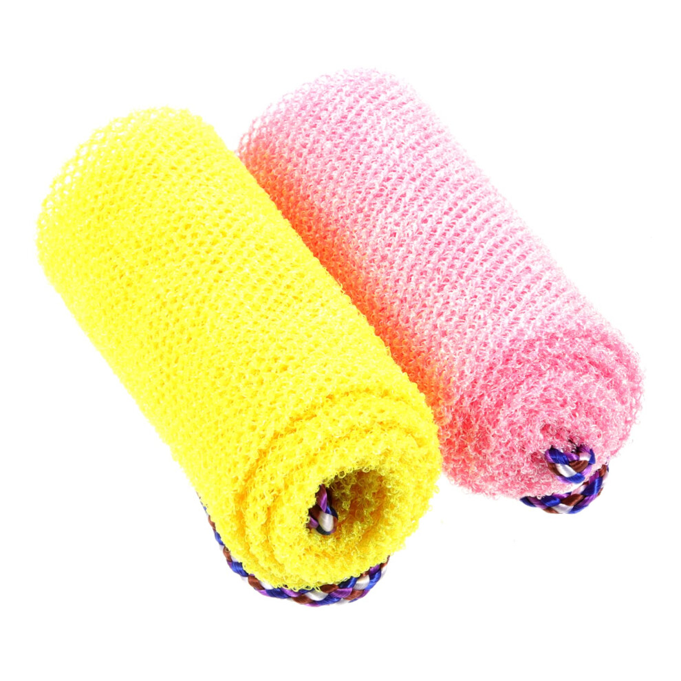 2pcs Exfoliating Shower Towel and Back Scrubber for Body, African Bath Net DualSided Design