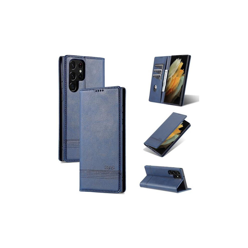 Compatible With Samsung Galaxy S22 Ultra - Azns Wallet Case Blue 9165521355143