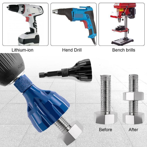 Deburring External Chamfer Tool High Speed Steel Hex Shank Remove Burr Tools for Drill Bit Fits for Bolts 2
