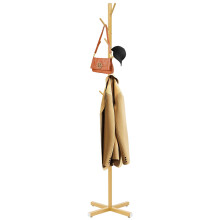 Freestanding Coat Rack with 7 Hooks, Wooden Coat Tree Stand for Entryway, Bedroom, Hallway