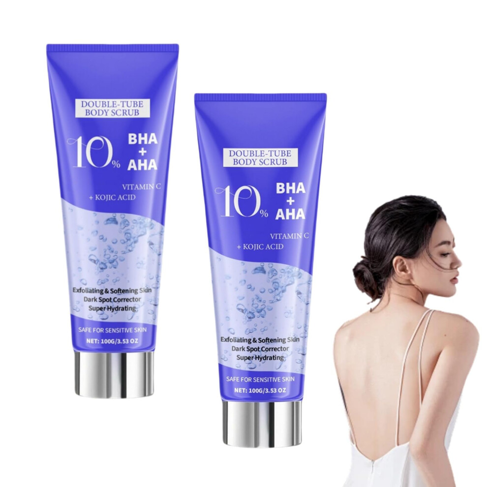 Exfoliating Body Scrub with AHA and BHA, Vitamin C Brightening, Hydrating for Smooth Skin, 2PCS