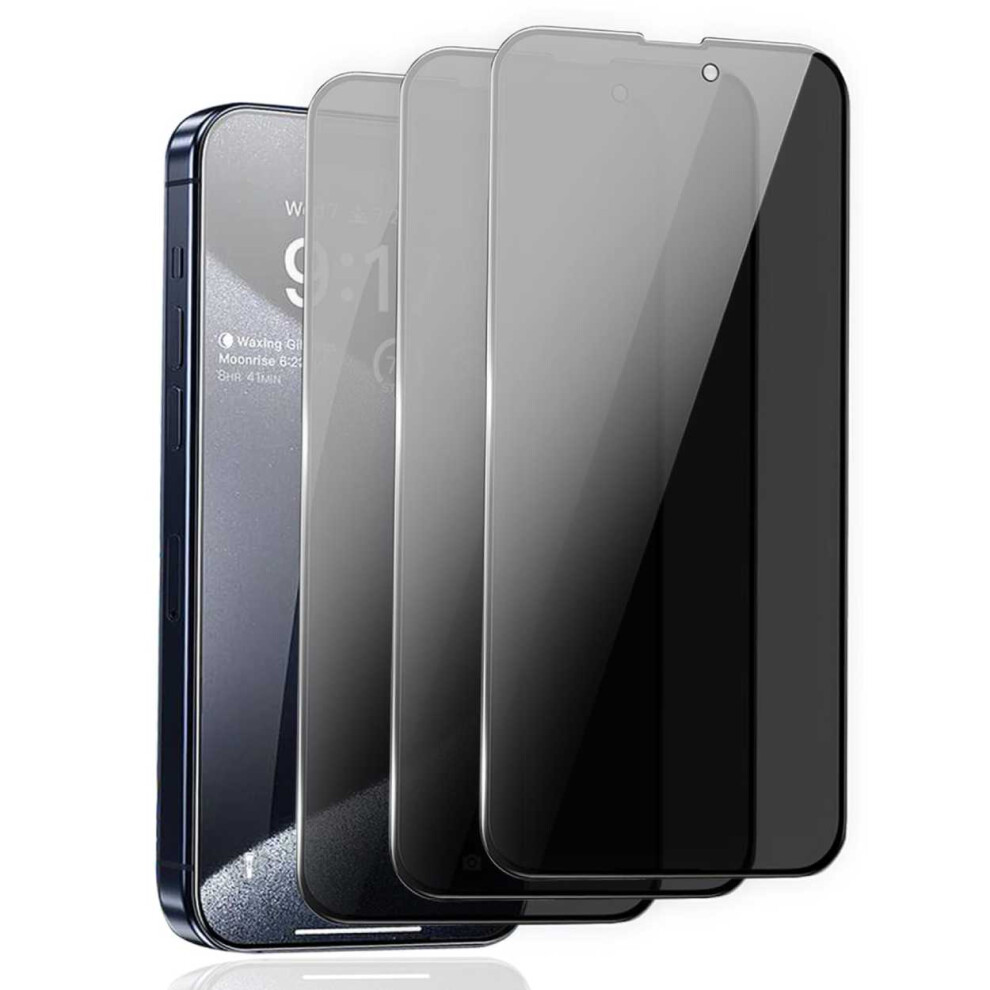 3-Pack Compatible With Iphone 15 Privacy Screen Protector Full Coverage Hd Tempered Glass Transparent 9499224101029