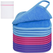 Makeup Remover Cloth 6"x6" Reusable Washable Pads Travel Bag Microfiber Face Wash Cloths Gentle Eco-friendly 12 Pack