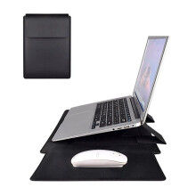 Laptop Bag Case PU Leather Ultrabook Case Shockproof Cover Black 14-14.5 inch