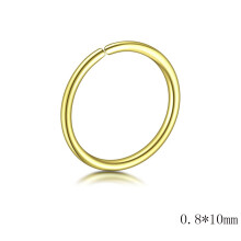 Fake Hoop Piercing Hoop Stainless Steel Hypoallergenic Cartilage Piercing Jewelry Helix Ear Clip Lip Ring Nose Ring GOLD 10MM