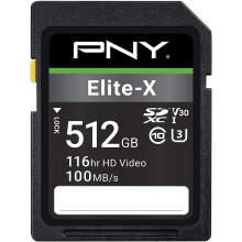 512GB Elite-X Class 10 U3 V30 SDXC Flash Memory Card - 100MB/s, Class 10, U3, V30, 4K UHD, Full HD, UHS-I, Full