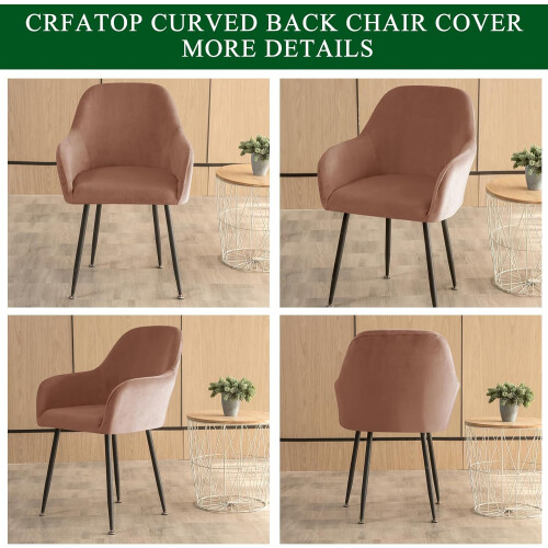 2 Pack Solid Stretch Velvet Chair Covers, Compatible with Dining, Vanity, Swivel Armrest Chairs, Deep Cafe 1