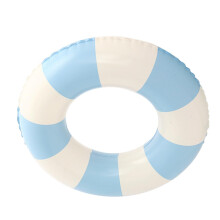 Inflatable Pool Float Swim Ring 90cm Blue and White Striped PVC for Adults Summer Beach Party