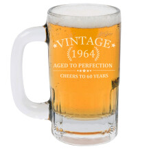 Beer Mug Glass 12 oz Cheers To 60 Years Vintage 1964 60th Birthday