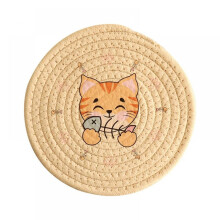 Round Woven Placemats, Braided Tablemats Natural Cotton Handmade Woven Placemats Heat Resistant Non-Slip Potholder for Dining Table