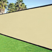 6'x50' 3rd Gen Tan Fence Privacy Screen Windscreen Shade Cover Mesh Fabric (Aluminum Grommets) Home, Court, or Construction