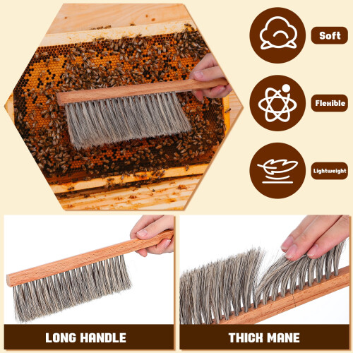 1 Set Hive Tool Beekeeping Bee Brush Hive Tool Hook Bee Brush Beekeeping Scraper Tool Bee Supplies 2