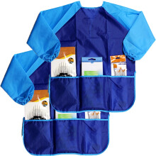 Leaveforme Pack of 2 Kids Art Smocks, Children Waterproof Artist Painting Aprons Long Sleeve with 3 Pockets for Age 0-3 Years