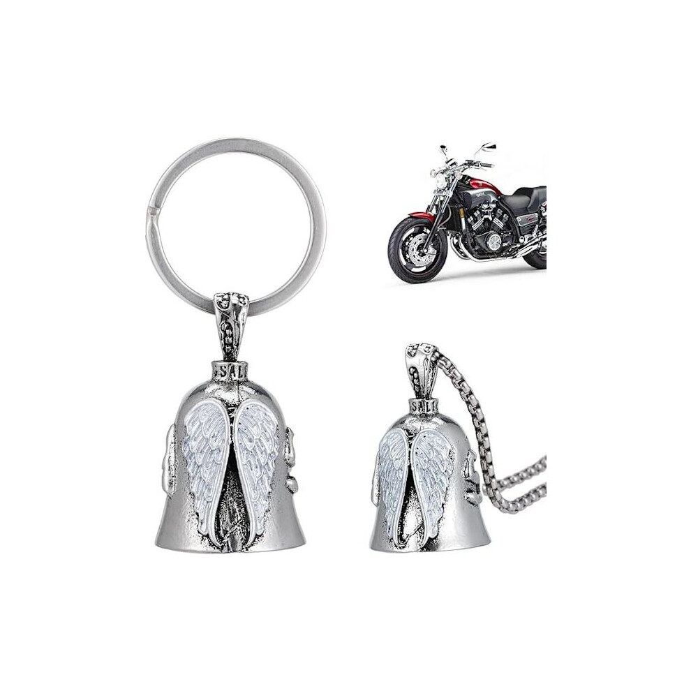 2 Pcs Guardian Bell Keychain Motorcycle, Compatible With Bicycles, Cars, Motorcycles, Electric Vehicles, Guardian Angel With Hanging Ring & Chain 9180479470229