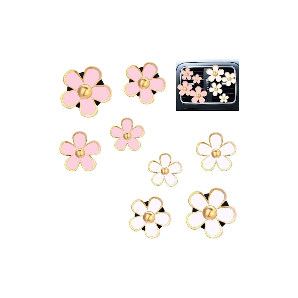 8 Pcs Car Air Fresheners For Women Daisies Air Vent Clips Flower Car Accessories Air Conditioning Outlet Clip White+ Pink/White 9180479470151