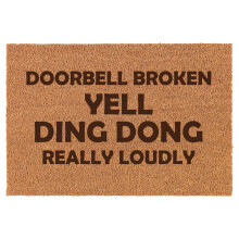 Doorbell Broken Yell Ding Dong Really Loudly Doormat Brown Natural Coir Rectangular Front Entry Non Slip Door Mat (16 in. x 24 in.)