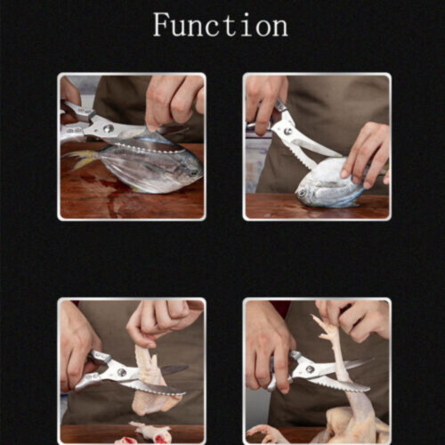 HAOAN Stainless steel kitchen scissors compatible with sharp kitchen meat cutting bone multi-purpose kitchen scissors household 1