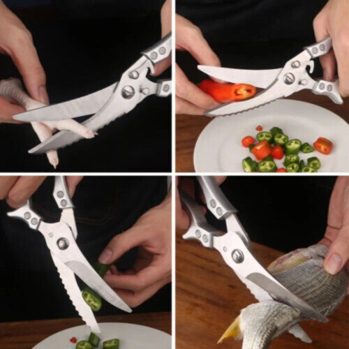 HAOAN Stainless steel kitchen scissors compatible with sharp kitchen meat cutting bone multi-purpose kitchen scissors household 2