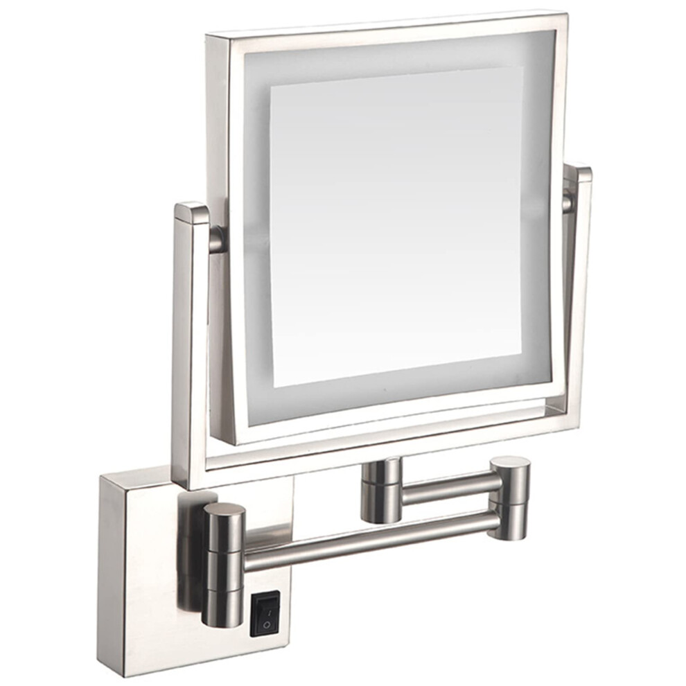 Light Ed Makeup Mirror Wall Mounted Led Double Sided 1X 3X Magnification 360 Swivel Touch Sensor