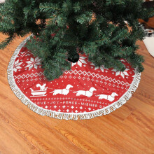 Christmas Fringed Lace Tree Skirt, Dachshunds Christmas Sweater Pattern Soft, Light, Good Touch Tree Skirt 36"