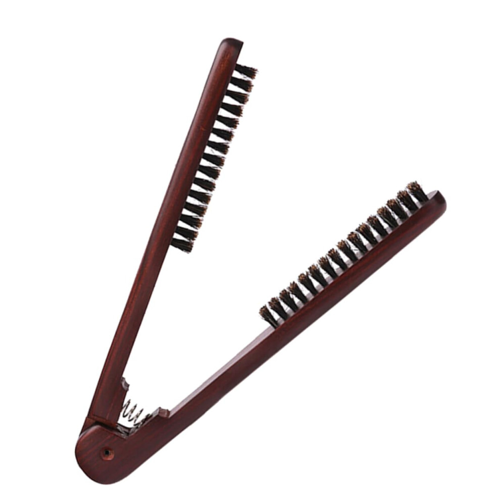 Unisex Hair Straightening Comb With Doublesided Bristles, Vshaped Clamp Brush For Quick Smooth Styling