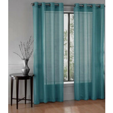 SAMIMPORT-2011 Grommet Semi-Sheer Voile Curtains Solid Print Teal Blue 108" x 84" 2 Panels