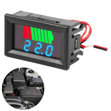jixopn Car Battery Charge Level Indicator with LED Display, Compatible with 12V 24V 36V 48V 60V 72V, Auto Identify