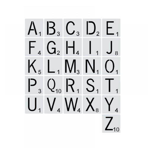 26Pcs/set Reusable Scrabble Style Tile Stencil Letters Stencil Template For Tile Wall Decor Art