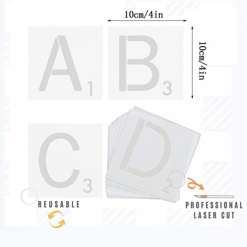 26Pcs/set Reusable Scrabble Style Tile Stencil Letters Stencil Template For Tile Wall Decor Art 1