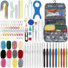 FUYGRCJ 118Pcs Crochet Kit, Beginners Crochet Hook Set with Crochet Yarn, Travel Knitting Crochet Supplies