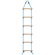 Kids Climbing Net with Rope, Toy for Balance, Coordination and Strength for Boys and Girls - Wooden blue and wooden