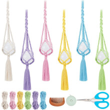 6 Set DIY Macrame Egg Hanger Kit Easter Eggs Hanger Macrame Kit for Adults Beginners Macrame Easter Hanging Decor