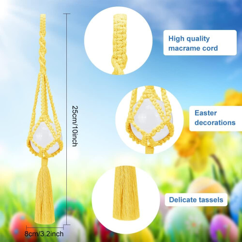 6 Set DIY Macrame Egg Hanger Kit Easter Eggs Hanger Macrame Kit for Adults Beginners Macrame Easter Hanging Decor 2
