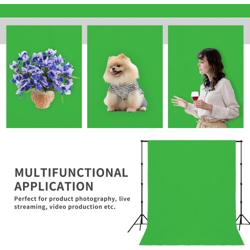 6X9 FT Green Backdrop, Solid Background for Photo Studio, Non-Gloss Collapsible High Density Screen 1